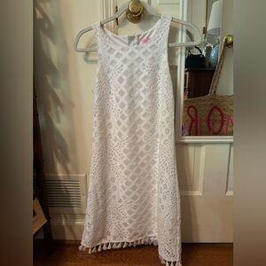 Lilly Pulitzer white tassel mini dress white eyelet